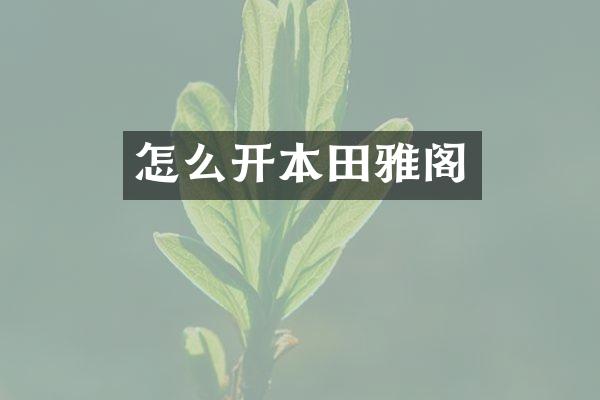 怎么开本田雅阁