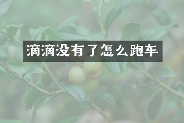滴滴没有了怎么跑车