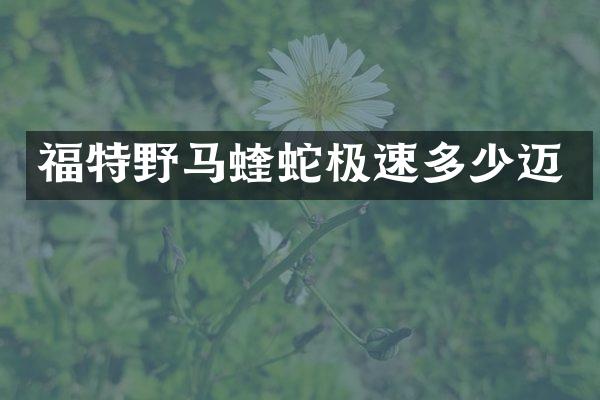 福特野马蝰蛇极速多少迈