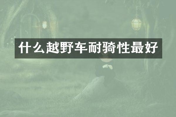 什么越野车耐骑性最好