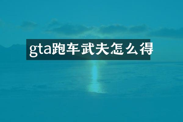 gta跑车武夫怎么得
