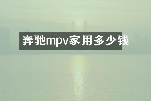 奔驰mpv家用多少钱