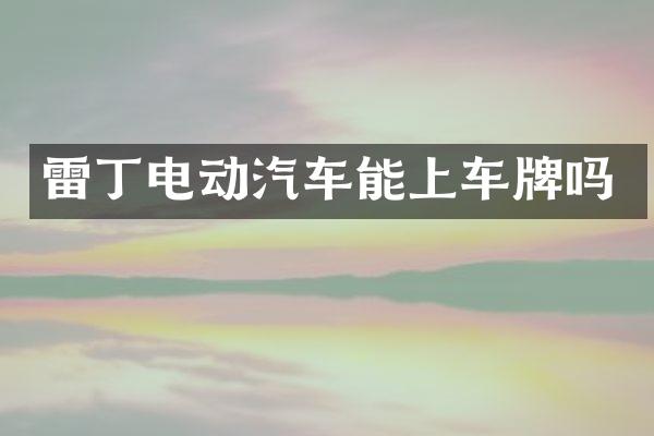 雷丁电动汽车能上车牌吗