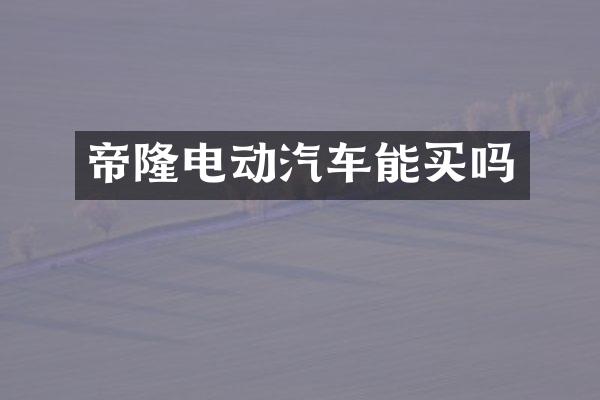 帝隆电动汽车能买吗