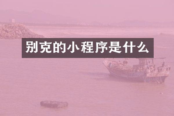 别克的小程序是什么