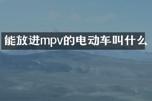 能放进mpv的电动车叫什么