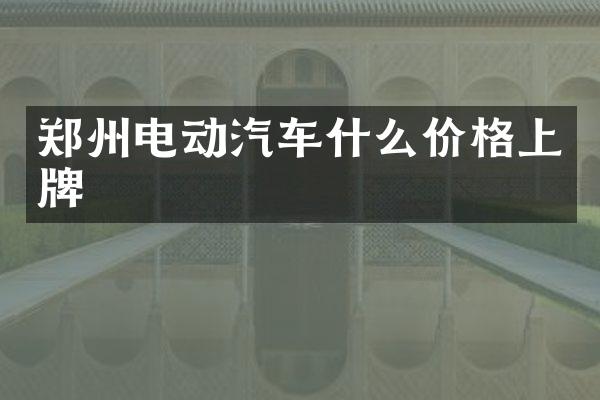 郑州电动汽车什么价格上牌