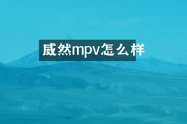 威然mpv怎么样