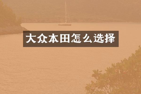 大众本田怎么选择