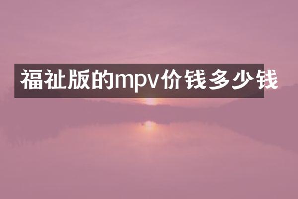 福祉版的mpv价钱多少钱