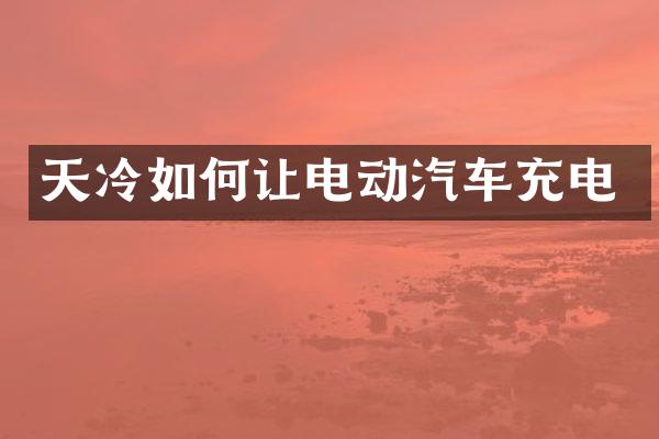 天冷如何让电动汽车充电