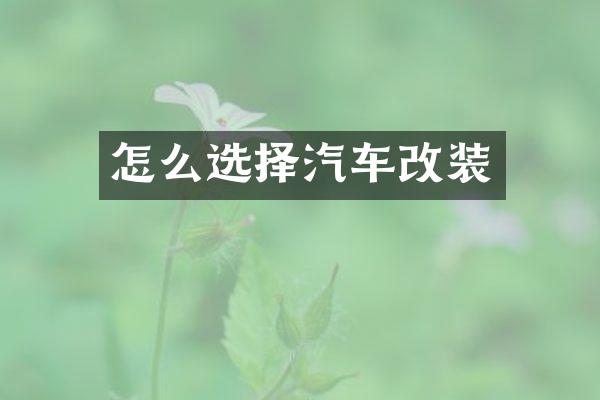 怎么选择汽车改装