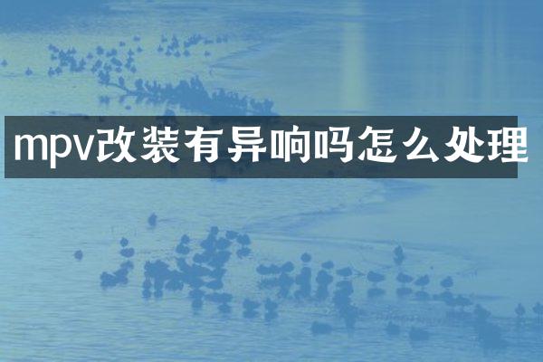 mpv改装有异响吗怎么处理