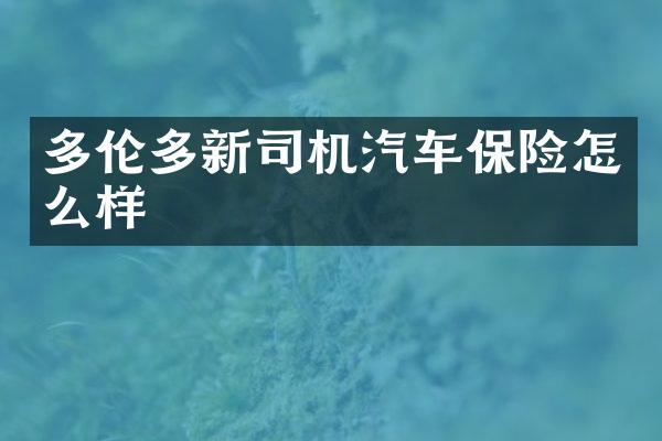 多伦多新司机汽车保险怎么样