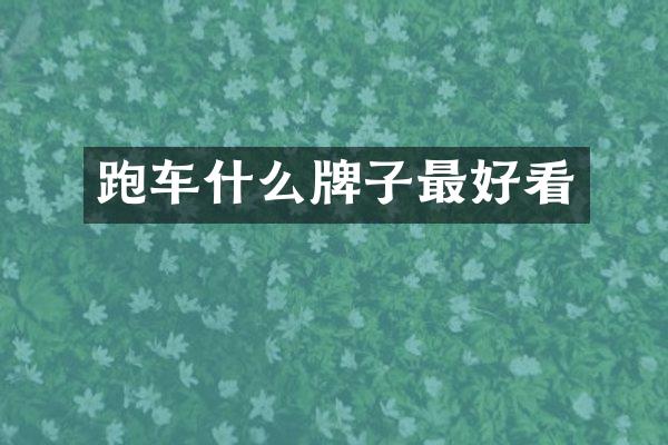 跑车什么牌子最好看