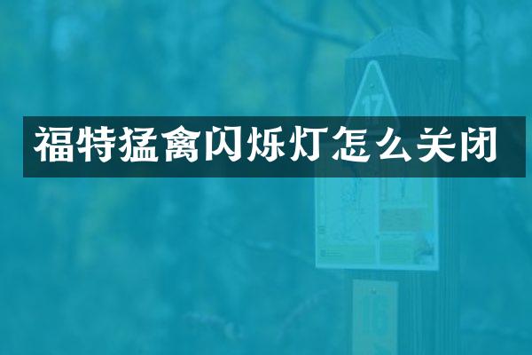 福特猛禽闪烁灯怎么关闭