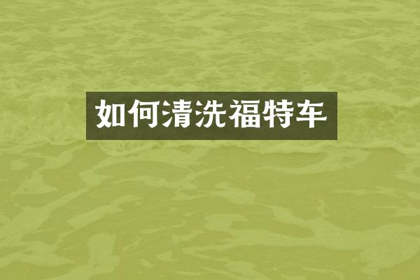如何清洗福特车
