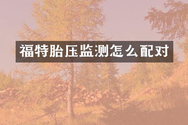福特胎压监测怎么配对