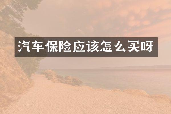 汽车保险应该怎么买呀