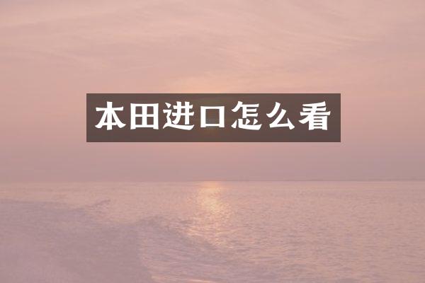 本田进口怎么看