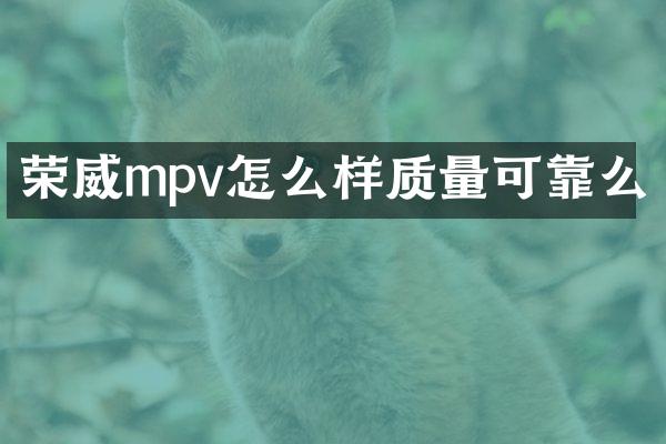 荣威mpv怎么样质量可靠么
