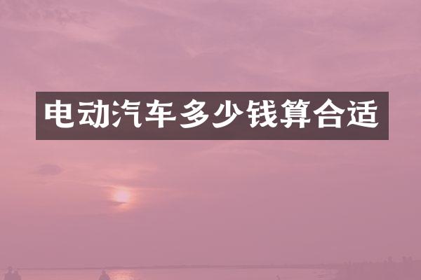 电动汽车多少钱算合适