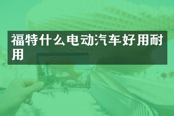 福特什么电动汽车好用耐用