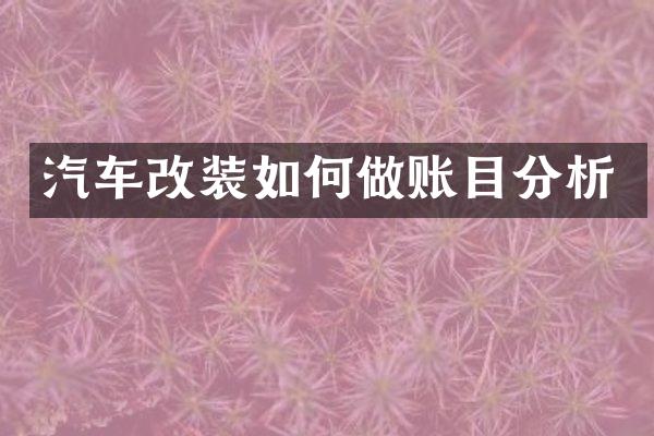 汽车改装如何做账目分析