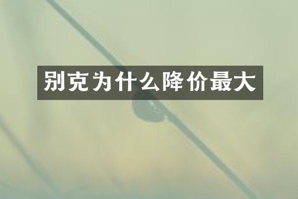 别克为什么降价最大