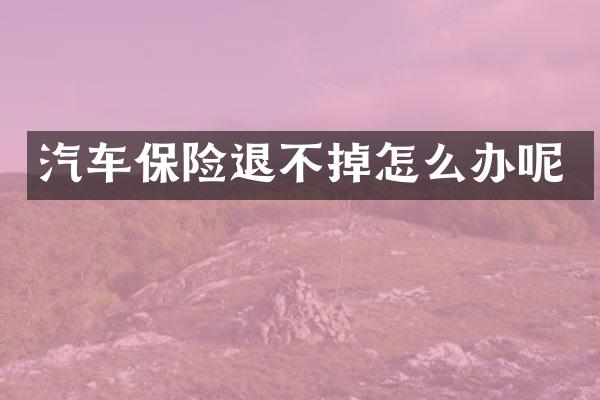 汽车保险退不掉怎么办呢