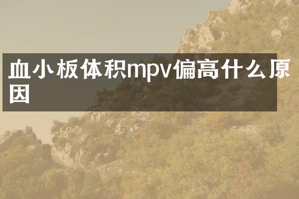 血小板体积mpv偏高什么原因