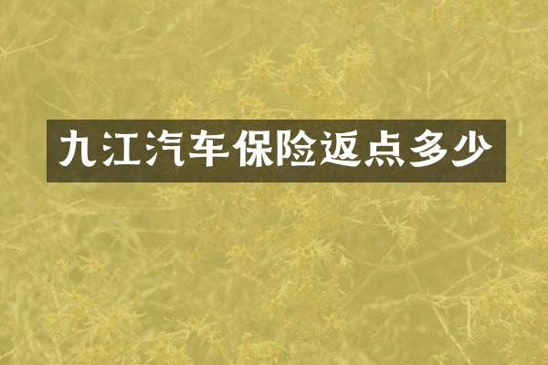 九江汽车保险返点多少