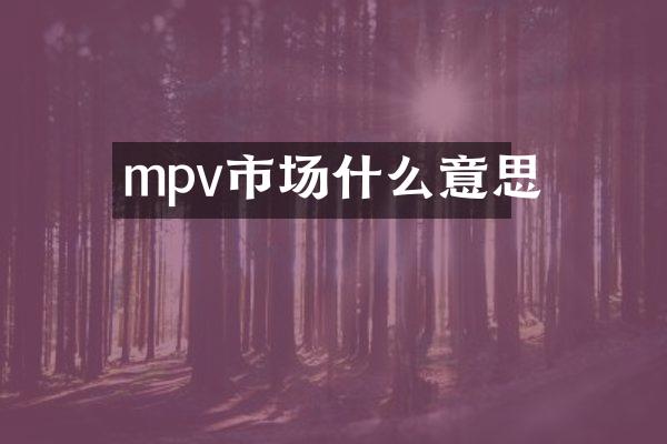 mpv市场什么意思