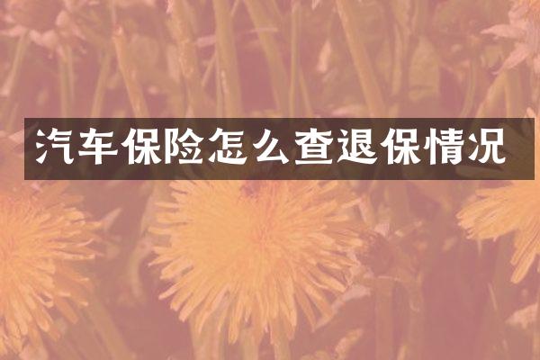 汽车保险怎么查退保情况