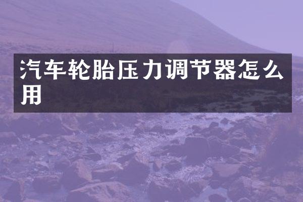 汽车轮胎压力调节器怎么用