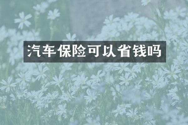 汽车保险可以省钱吗
