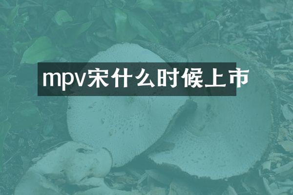 mpv宋什么时候上市