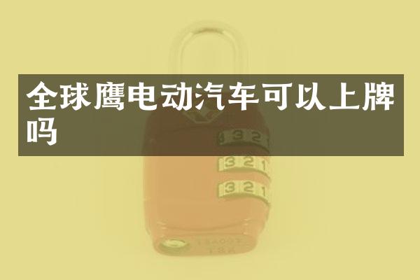 全球鹰电动汽车可以上牌吗