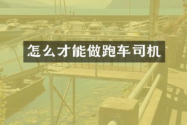 怎么才能做跑车司机