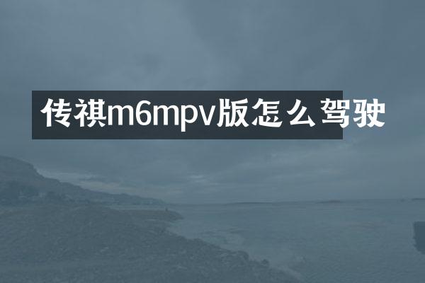 传祺m6mpv版怎么驾驶