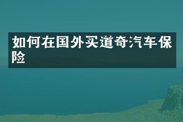 如何在国外买道奇汽车保险
