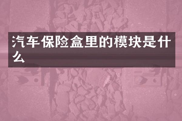 汽车保险盒里的模块是什么