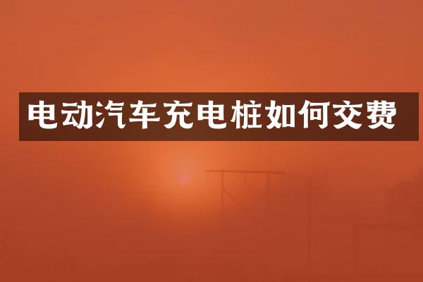 电动汽车充电桩如何交费