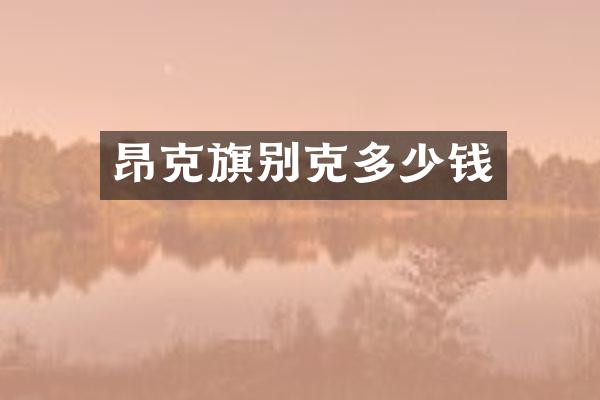 昂克旗别克多少钱