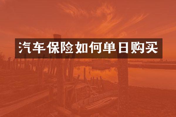 汽车保险如何单日购买