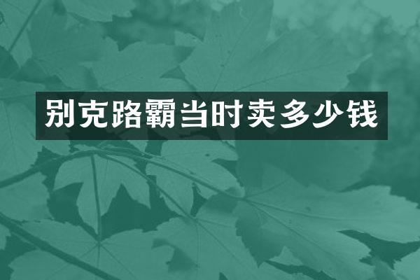 别克路霸当时卖多少钱