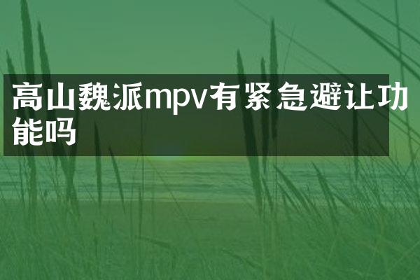 高山魏派mpv有紧急避让功能吗