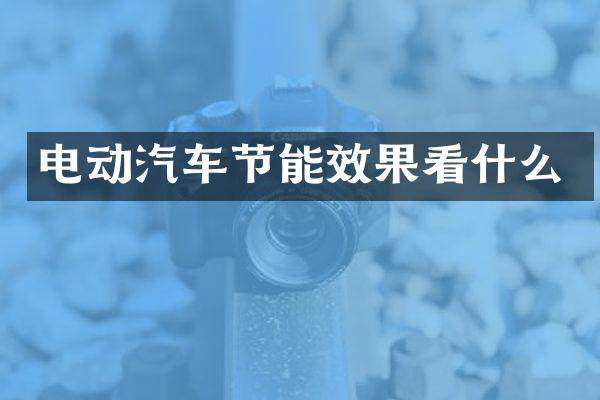 电动汽车节能效果看什么