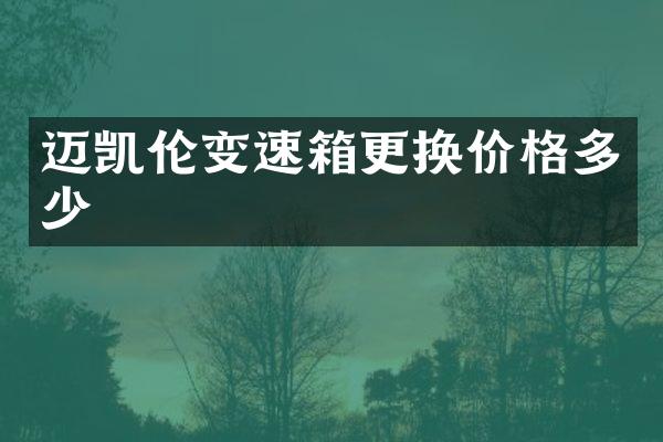 迈凯伦变速箱更换价格多少