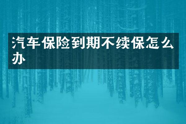 汽车保险到期不续保怎么办